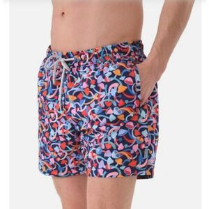 NWT John Frank All Over "Shrooms" Swim Shorts Multicolor 5" Inseam Lined